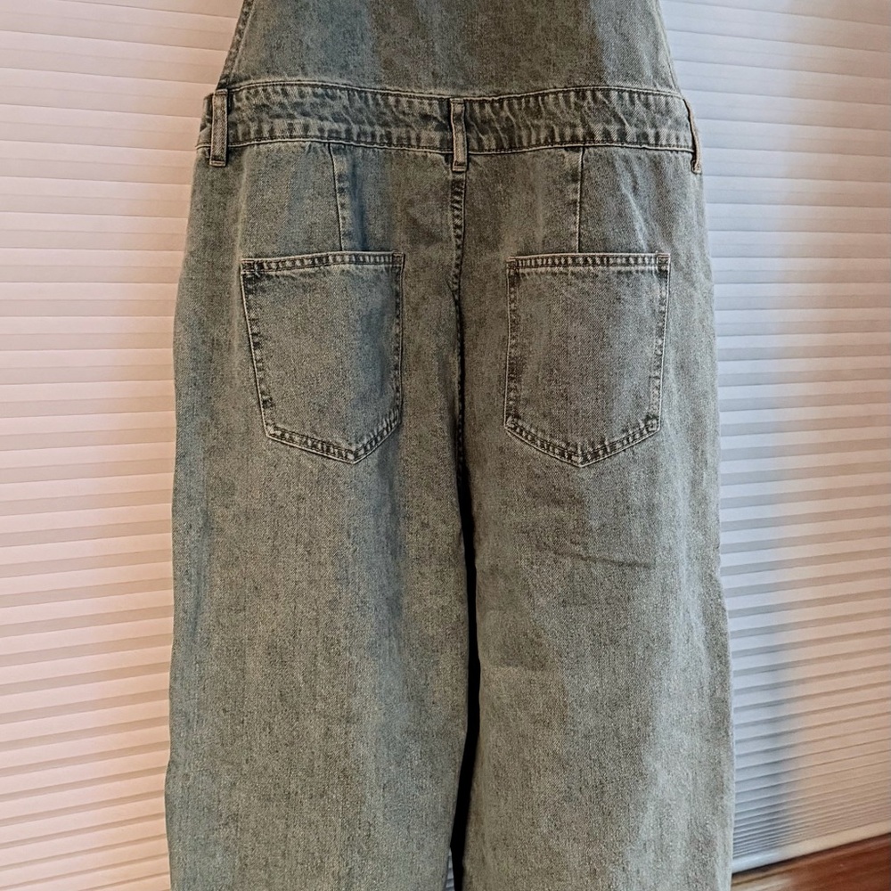 Cider Light Blue Denim Tie-Knot Wide Leg Overalls - Picture 9 of 14